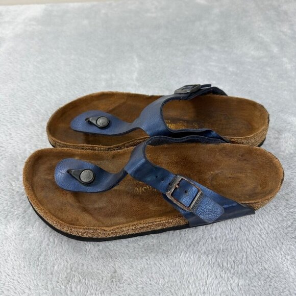 Birkenstock Gizeh Blue Leather Thong Women’s Size 39 EU - Picture 5 of 10